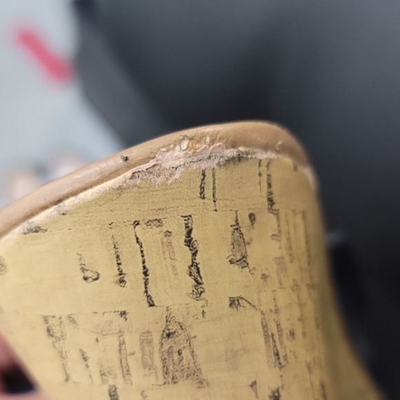 ARIZONA Black/Cork Platform Wedge Heels Size 9 - Picture 5 of 10